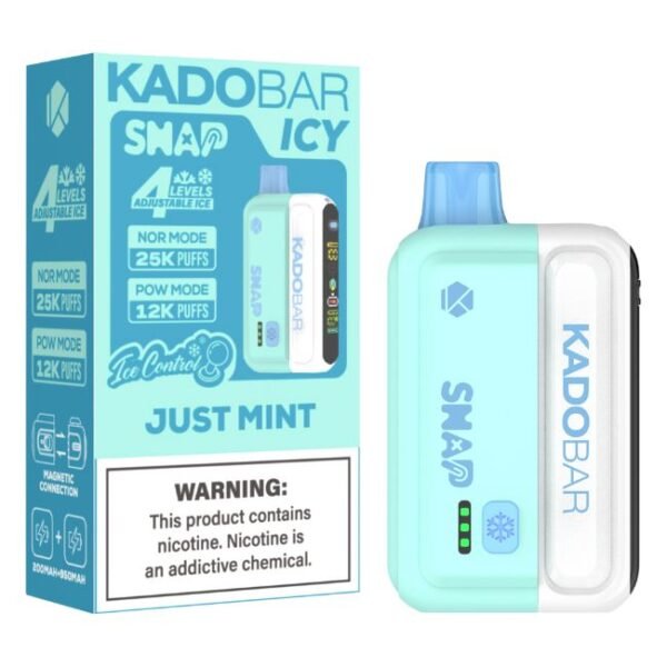 KADO BAR SNAP ICY-ICE CONTROL 5% DISPOSABLE (90ML) POW. MODE - 12K & NORM. MODE - 25K PUFFS 5CT/ BOX