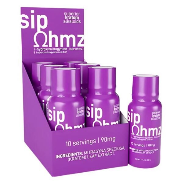 EAT OHMZ SIP BY EXODUS PURPLE GRAPE 7-HYDROXY & RED OH KRATOM 90MG 30ML SHOT 6CT/ BOX