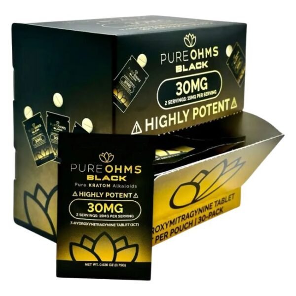 PURE OHMS BLACK 7 HYDROXYMITGRAGYNINE 30MG PER TABLET 1PK/ 30CT BOX