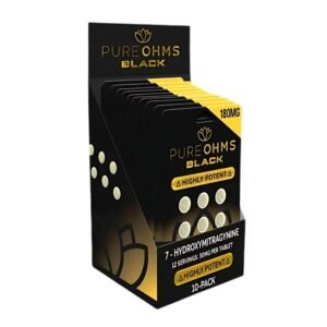 PURE OHMS BLACK 7 HYDROXYMITGRAGYNINE 30MG PER TABLET 6PK/ 10CT BOX