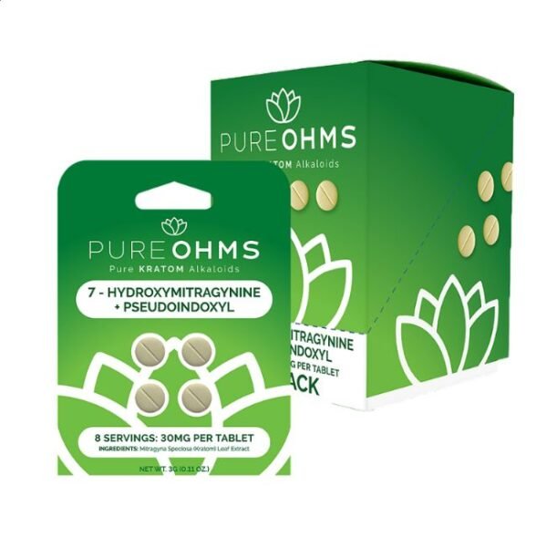 PURE OHMS 7 HYDROXYMITGRAGYNINE + PSUEDO 30MG PER TABLET 4CT/10PK