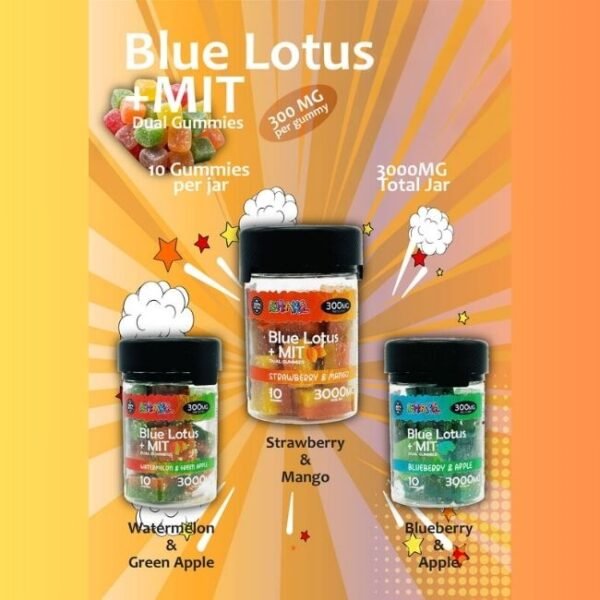 SHAKE BLUE LOTUS + MIT DUAL KRATOM 3000MG GUMMIES 10CT/ JAR
