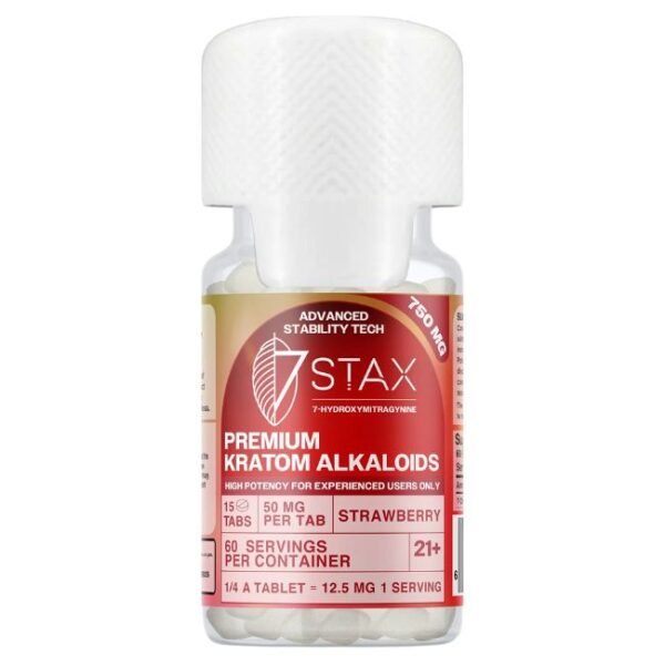 STAX 7-HYDROXY PREMIUM KRATOM ALKALOIDS 50MG PER TABLET 15CT/ JAR