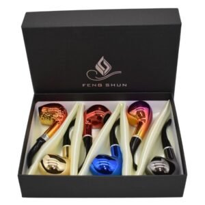 FENG SHUN WOOD TOBACCO PIPE MULTI COLOR 6CT DISPLAY