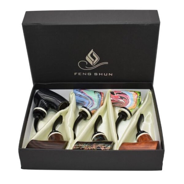 FENG SHUN WOOD DESIGN TOBACCO PIPE 6CT DISPLAY