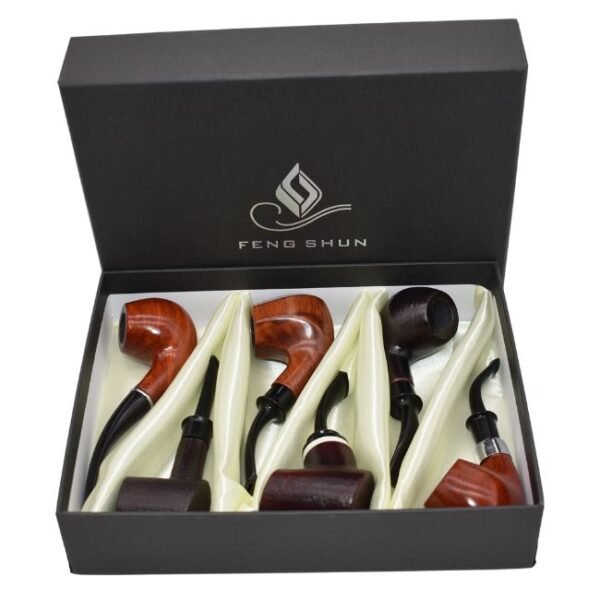 FENG SHUN PREMIUM WOOD DESIGN HEAVU DUTY TOBACCO PIPE 6CT DISPLAY