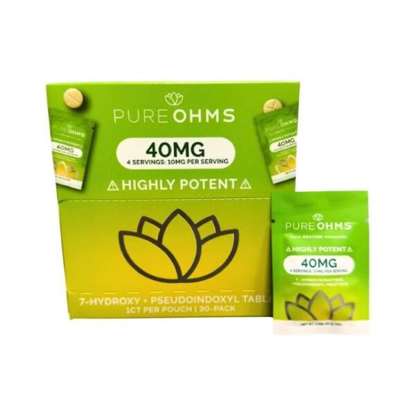 PURE OHMS 7 HYDROXYMITGRAGYNINE + PSUEDO GREEN 40MG PER TABLET 1CT/30PK