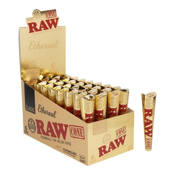 RAW CLASSIC ETHEREAL 1-1/4 SIZE 6PK PRE-ROLLED CONE 32CT/ BOX