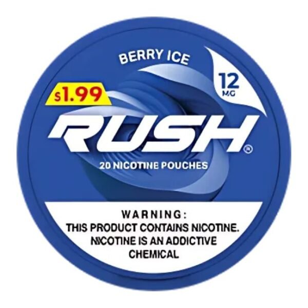 RUSH NICOTINE - 5 CANS / PACK (PRE- PRICED $1.99C) "20 POUCHES PER CAN"