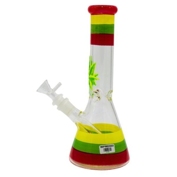 10" RASTA COLOR WITH ICE CATCHER BEAKER GLASS WATER PIPE