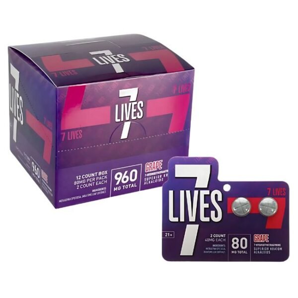 7 LIVES 7-HYDROXY KRATOM ALKALOIDS 40MG PER TABLET 2CT/12PK