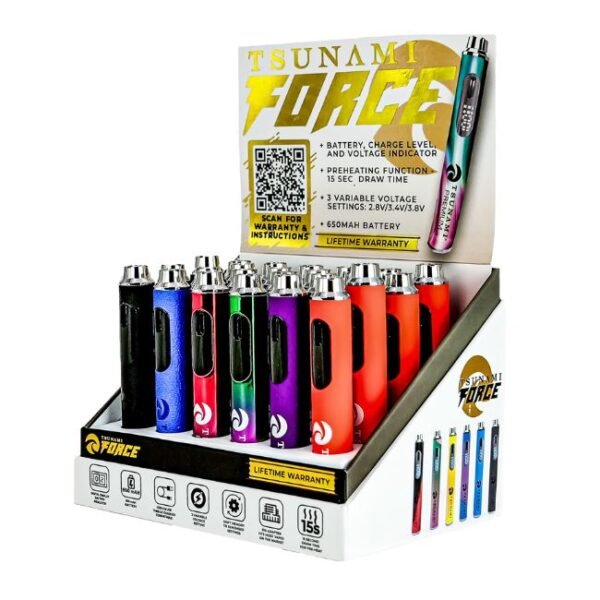 TSUNAMI FORCE DIGITAL DISPLAY 650mAH BATTERY ASSORTED COLOR 24CT/ BOX (B-1000)