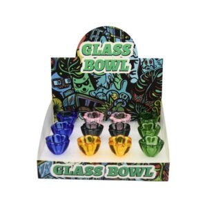 FLOWER SHAPE 14MM MALE GLASS BOWL 12CT DISPLAY