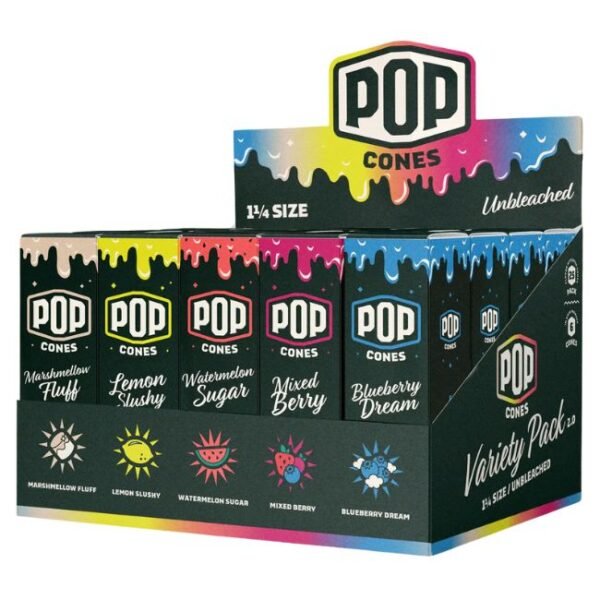 POP CONES 2.0 1 1/4 HAND ROLLED FLAVOR VARIETY PACK CONES 25CT/ BOX