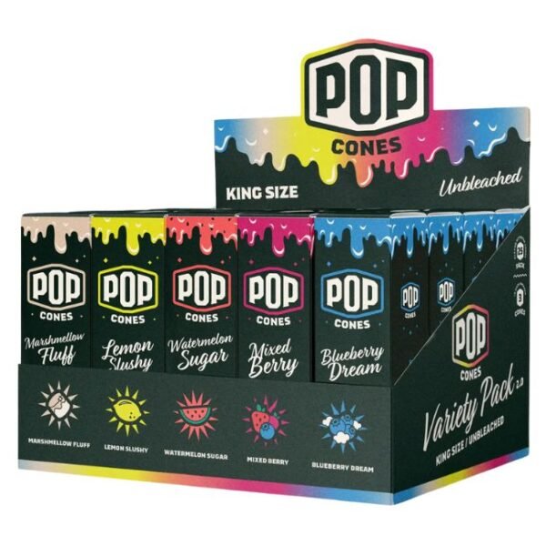 POP CONES 2.0 KING SIZE HAND ROLLED FLAVOR VARIETY PACK CONES 25CT/ BOX