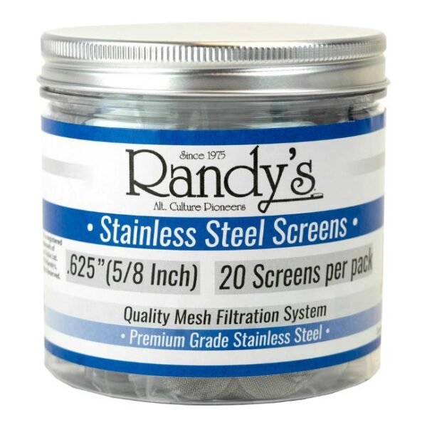 RANDYS STAINLESS STEEL SCREEN JAR 36CT SCREENS TOTAL/ JAR  (.625 (5/8 inch) SS SCREENS)