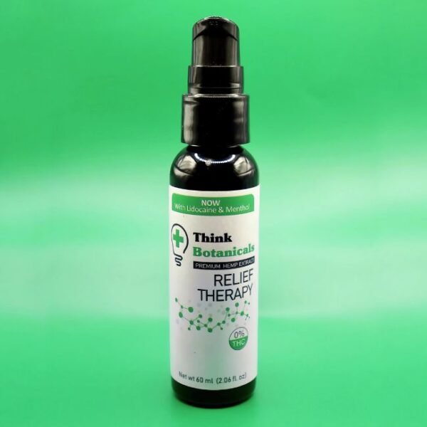THINK BOTANICALS CBD RELIEF THERAPY 1000MG LIDOCAINE & MENTHOL CREAM 60ML BOTTLE