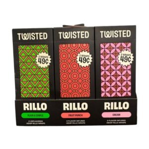 TWISTED HEMP RILLO WRAPS DISPLAY PRE PRICE 2 X 0.49C VARIETY PACK-75 POUCHES/ BOX