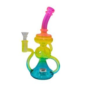 10" RAINBOW RECYCLER GLASS WATER PIPE