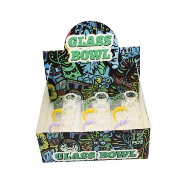 HORN DESIGN 14MM MALE GLASS BOWL 12CT/ DISPLAY