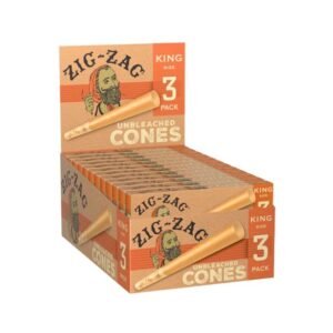 ZIG ZAG UNBLEACHED CONES KING SIZE (1PK-24CT DISPLAY BOX) PRE PRICED 99c