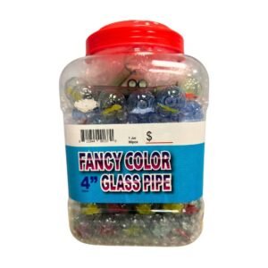 4'' FANCY COLOR FULL FLOWER GLASS PIPE 90CT/ JAR