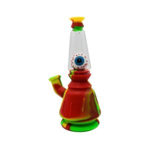 8.5'' FANCY COLOR FULL SILICONE WITH GLASS WATER PIPE