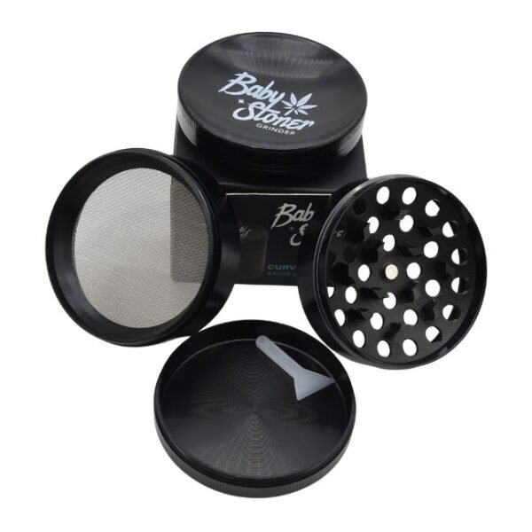 BABY STONER 4PARTS ZINC ALLOY CURVED 63MM GRINDER