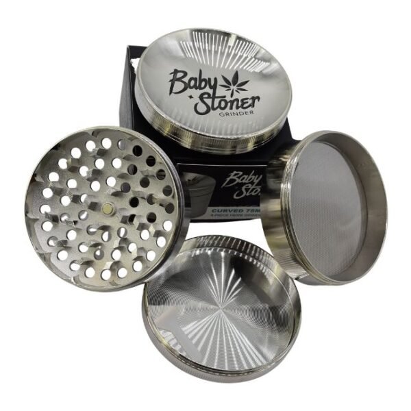 BABY STONER 4PARTS ZINC ALLOY CURVED 75MM GRINDER