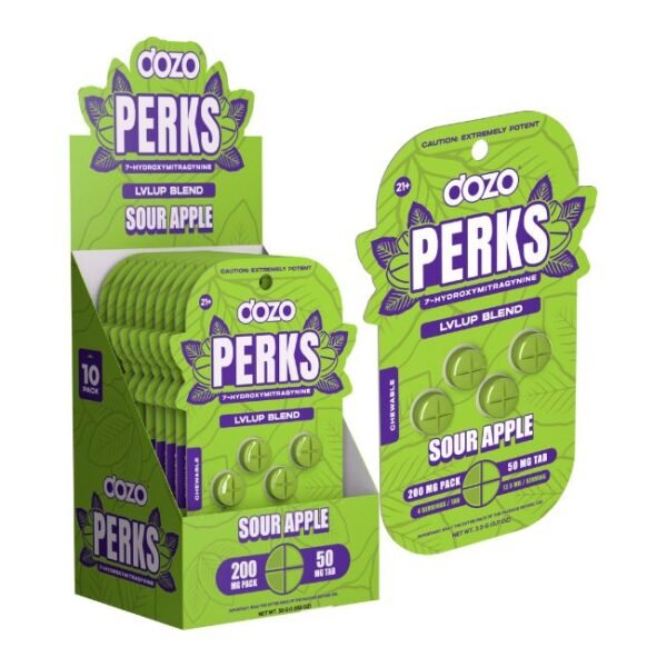 DOZO PERKS 7-HYDROXYMITRAGYNINE MAXIMUM STENGHT 50MG PER TABLET 4CT/10PK