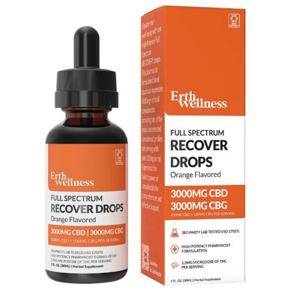 ERTH WELLNESS CBD + CBG RECOVER DROPS 6000MG 1FL.OZ (30ML)