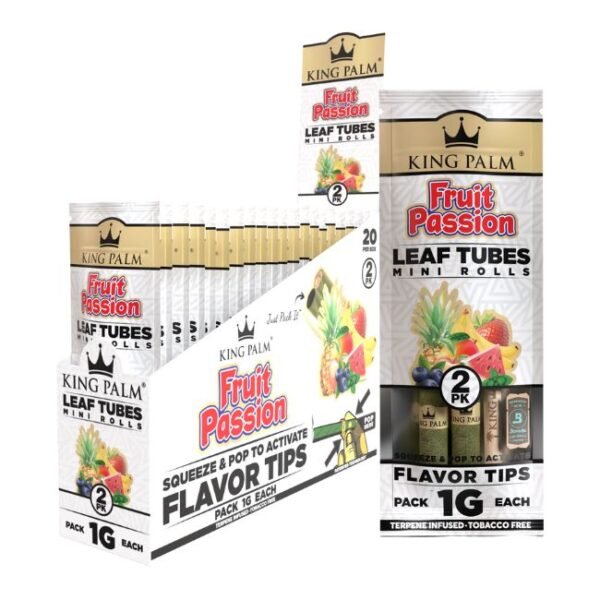 KING PALM 2PK TERPENE INFUSED LEAF TUBES MINI ROLLS  20PK / BOX NEW PACKING