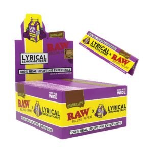 RAW X LYRICAL LEMONADE ( GRAPE FLAVOR ) KING SIZE WIDE ORGANIC HEMP PAPERS 32 LEAVES 50CT/ BOX