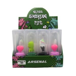 4.5''SILICONE ASSORTED DESIGN HAND PIPE 12CT DISPLAY