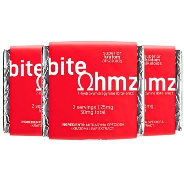 EAT OHMZ BITE BY EXODUS 7-HYDROXY KRATOM 50MG PER SQUARE CHOCOLATE 1CT/30PK