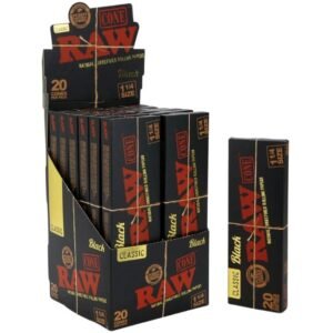 RAW BLACK CLASSIC 1-1/4 CONE 20 CONES PER PACK 12CT / DISPLAY