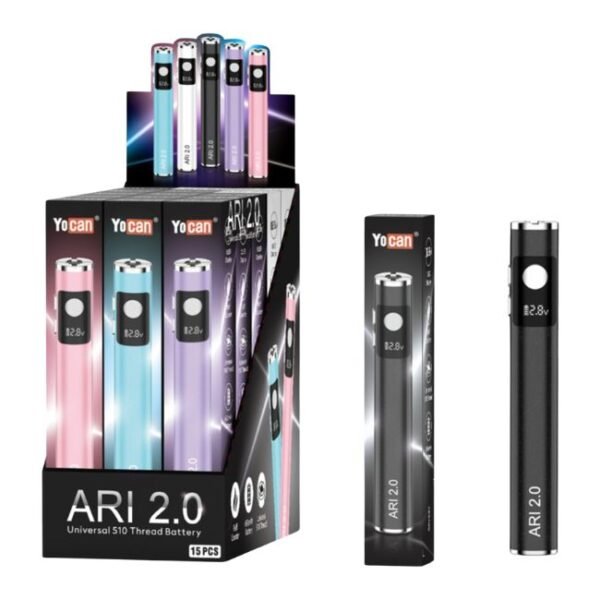 YOCAN ARI 2.0 650mAH CART VAPE BATTERY 15CT/ DISPLAY