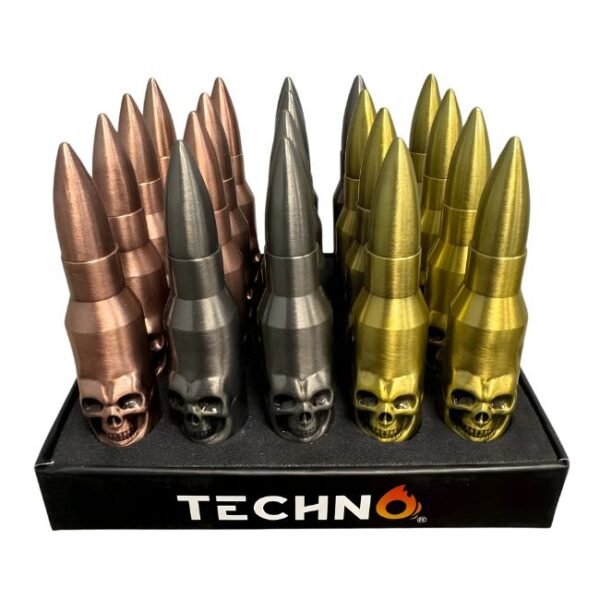 TECHNO SKULL BULLET SOFT FLAME TORCH LIGHTER 20CT/ DISPLAY