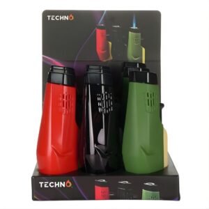 TECHNO SINGLE FLAME TORCH LIGHTER 9CT/ DISPLAY