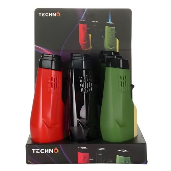 TECHNO SINGLE FLAME TORCH LIGHTER 9CT/ DISPLAY