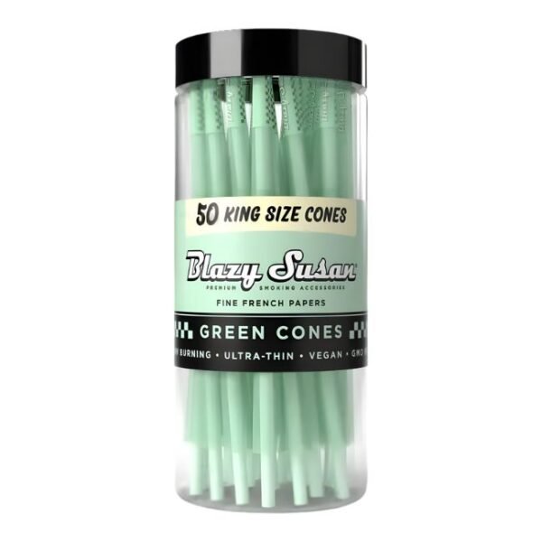 BLAZY SUSAN KING SIZE GREEN CONES 50CT JAR