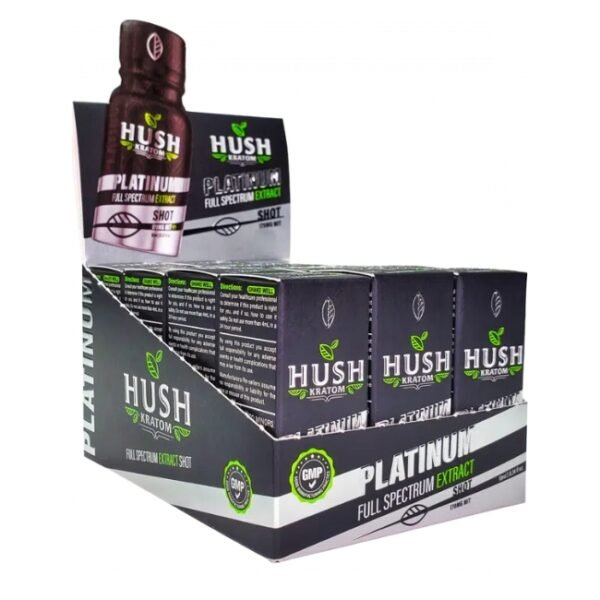 HUSH KRATOM PLATINUM FULL SPECTRUM EXTRACT 10ML KRATOM SHOT 12CT/ BOX