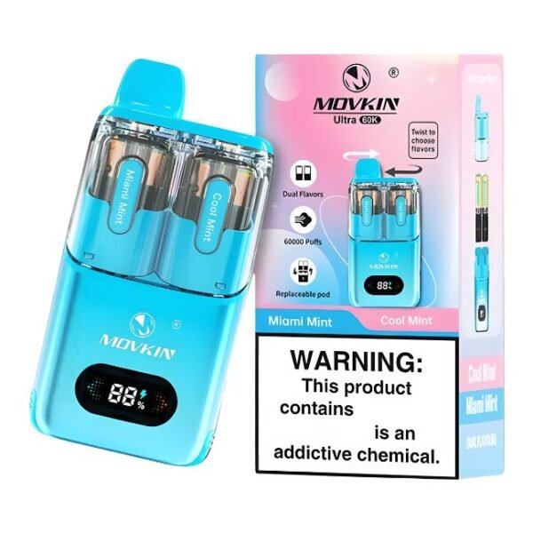 MOVKIN ULTRA 60K DUAL FLAVOR 5% DISPOSABLE KIT + 2POD (100ML) 60K PUFFS 5CT/ BOX