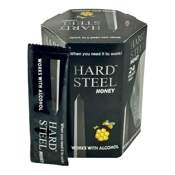 HARD STEEL WORKS WITH ALCOHOL SEXUAL ENHANCEMENT HONEY FOR MEN 24 SACHETS PER BOX