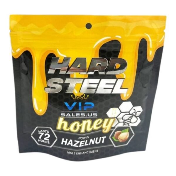 HARD STEEL MALE ENHANCEMENT HONEY NOW IN HAZELNUT 12 SACHETS PER BAG