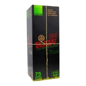 RAW BLACK ORGANIC PRE ROLLED CONE 75CT/ BOX