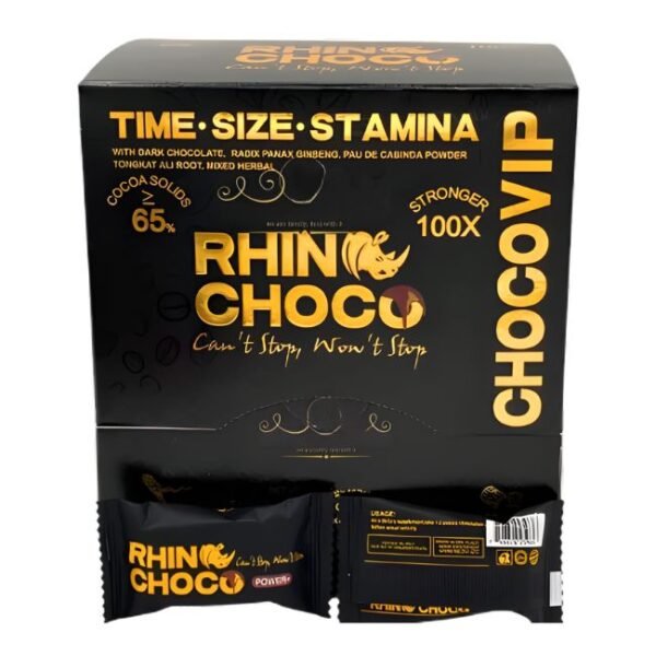 RHINO CHOCO VIP TIME+SIZE+STAMINA SEXUAL ENHANCEMENT CHOCOLATE FOR MEN 48CT/ BOX