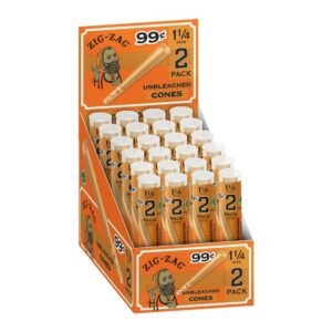 ZIG ZAG UNBLEACHED CONES 1-1/4 (2PK-24CT DISPLAY BOX) PRE PRICED 99c