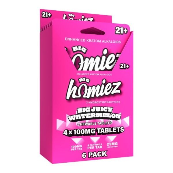 BIG HOMIEZ 7-HYDROXY ENHANCED KRATOM ALKALOID 100MG PER TABLET 4CT/6PK