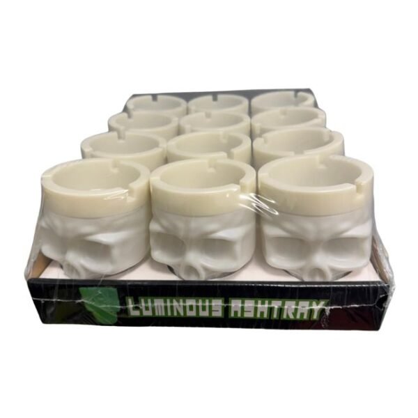 BUTT BUCKET LUMINOUS SKULL DESIGN ASHTRAY 12CT/ DISPLAY
